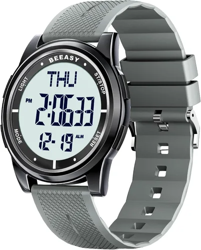 Vista 66 de Beeasy - Reloj digital de pulsera resistente al agua con cronómetro, alarma, cuenta regresiva, doble zona horaria, ultrafino, pantalla angular muy