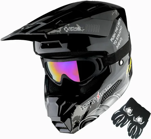 Vista 17 de 1Storm - Casco de motocross para jóvenes, ATV, BMX, MX, motocicleta todoterreno, kart, adolescente, blanco brillante Blanco brillante juvenil