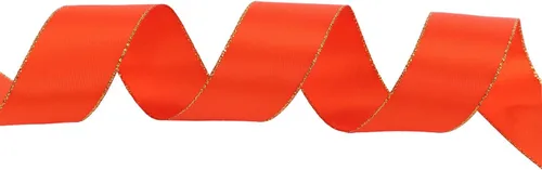 Vista 3 de ITIsparkle Cinta de satén de doble cara de 1 pulgada de 25 yardas con bordes dorados, 1 pulgada x 25 yardas - naranja otoñal