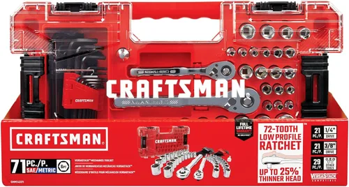 Vista 6 de CRAFTSMAN - Juego de herramientas mecánicas Versastack, mando de 1/4 y 3/8 pulgadas, 71 piezas (CMMT45171)