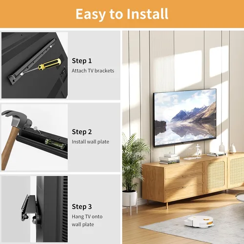 Vista 9 de KAMIWI Soporte de pared para TV de 12 a 55 pulgadas de hasta 100 libras