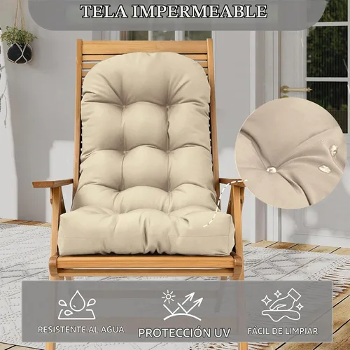 Vista 4 de Cojín para mecedora Adirondack con respaldo alto, color beige