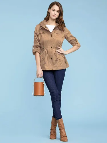 Vista 6 de Lock and Love LL - Chamarra con capucha para mujer diseño safari militar de estilo casual