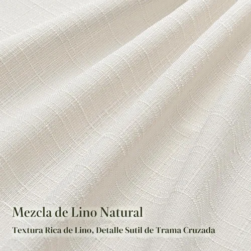 Vista 3 de Cortinas opacas de lino plisado natural de 96 pulgadas de largo