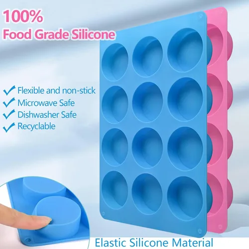 Vista 4 de Moldes de silicona para galletas de chocolate redondas, moldes de chocolate cilíndricos de 12 cavidades de SAGOOITS para oreo cubierto, galletas