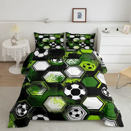 Vista 64 de Juego de ropa de cama de baloncesto para niños y adolescentes, juego de edredón deportivo para niños, tamaño matrimonial, suave, ligero, decoración