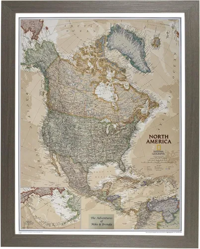 Vista 17 de Push Pin Travel Maps Pósteres e impresiones personalizables – Gris granero – Mapa de pines enmarcado personalizado, llega listo para colgar con 150