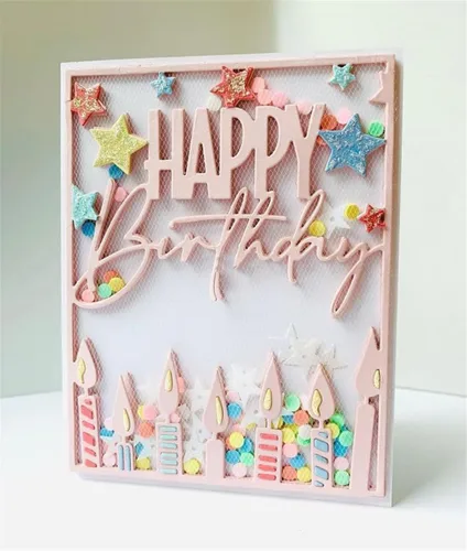 Vista 7 de Troqueles para álbumes de recortes, troqueles de metal de globo de feliz cumpleaños para hacer tarjetas, plantilla de perforación para manualidades