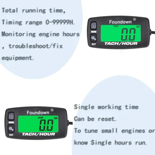 Vista 2 de Tacómetro de motor pequeño, medición de RPM, medidor de horas digital, monitoreo de horas del motor para aviones ultraligeros, motosierra