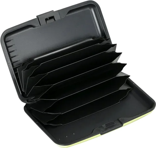 Vista 2 de ELFISH Protector de tarjeta de crédito con bloqueo RFID, funda de identificación de aluminio, carcasa rígida, cartera de metal para hombres