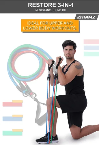 Vista 6 de Resistance Bands with Handles, Single Resistance Bands, Exercise Bands with Handles, for Resistance Training, Physical Therapy, Home Workouts