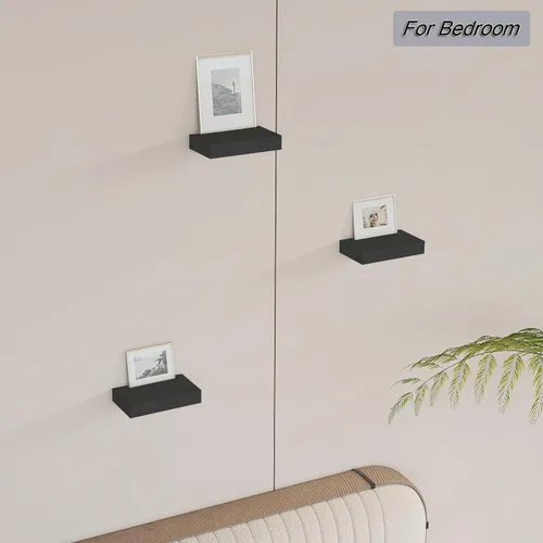 Vista 4 de HAO - Estante flotante pequeño de 6 pulgadas para colgar en la pared, para sala de estar, dormitorio, baño, juego de 3 unidades, color negro