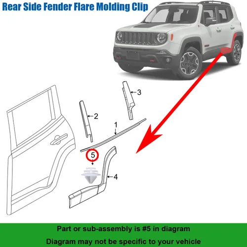 Vista 4 de Kit de clips de moldeo para guardabarros laterales 68241251AA 68102758AA para Jeep Renegade 2015-On