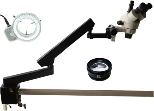 Vista 2 de Microscope Accessories Kit 3.5X-90X Trinocular Stereo Microscope Stand Clamp Zoom Microscopio Microscope Slides (Color : 3.5X-90X Trinocular B)