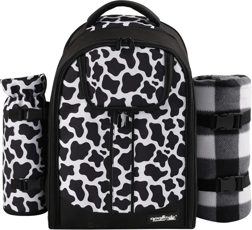 Vista 5 de apollo walker - Mochila para picnic para 2 personas con compartimento refrigerado, soporte desmontable para botella/vino, manta de forro polar