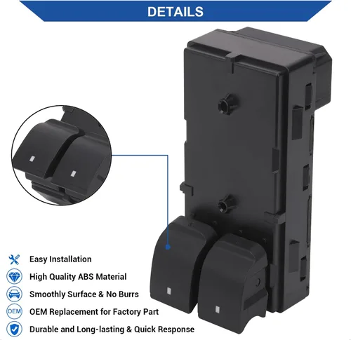 Vista 5 de Obaee Botón de interruptor de control de ventana eléctrica para puerta delantera izquierda del conductor Compatible con 2007-2019 Chevy Chevrolet