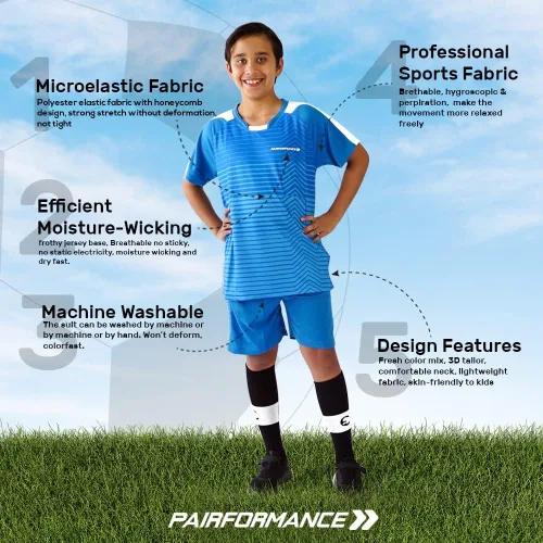 Vista 6 de PAIRFORMANCE Conjunto de camisetas de fútbol para niños, uniforme de entrenamiento de equipo deportivo de 6 a 12 años, para niños y niñas, conjunto