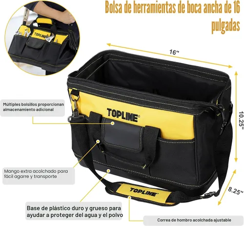 Vista 5 de TOPLINE Juego de herramientas para el hogar de 467 piezas para mecánicos, bolsa de herramientas de 16 pulgadas con kit de herramientas para el hogar