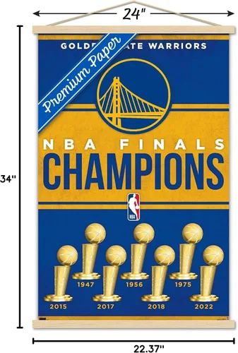 Vista 7 de Trends International NBA Golden State Warriors - Póster de pared de Champions 23, 22.37 x 34.00 pulgadas, paquete de impresión premium y colgador