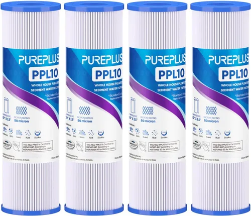 Vista 13 de PUREPLUS Filtro de sedimento plisado para toda la casa de 5 micras de 10 x 2.5 pulgadas para agua de pozo, cartucho de repuesto para sistema