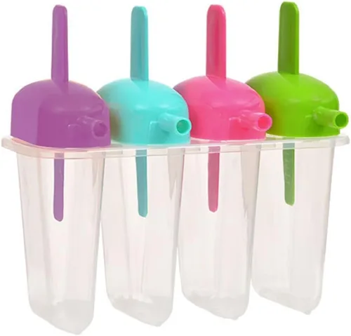 Vista 2 de Juego de 8 moldes para paletas heladas congeladas con protector de goteo de paja para sorber – para golosinas caseras congeladas – yogur congelado