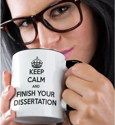 Vista 2 de 3dRose Mantén la calma y termina tu disertación. Blanco y gris. - Tazas (mug_193304_9)