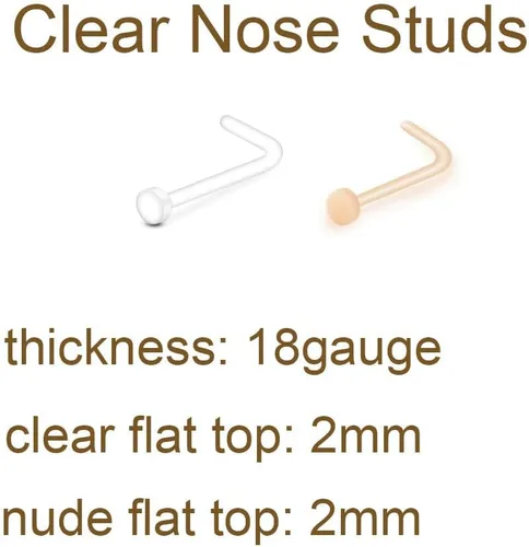 Vista 2 de MODRSA 18g 20g Nude Clear Nose Studs for Work Clear Piercing Retainers for Surgery Plastic Septum Retainer 16g Labret Lip Studs Plastic Cartilage