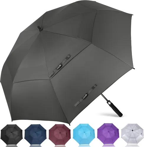 Vista 23 de ZOMAKE - Paraguas de golf a prueba de viento, extragrande, de gran tamaño, de doble dosel resistente para lluvia, juegos deportivos y carrito