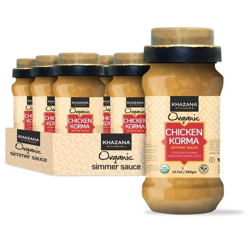 Vista 17 de Khazana Salsa a fuego lento de pollo con mantequilla orgánica, tarro de 12.7 onzas, sin OMG, vegano, sin gluten, kosher, auténticas comidas indias