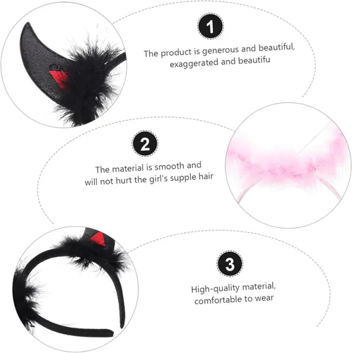Vista 2 de NOLITOY 18 Pcs Halloween Headband Ox Horn Buckle Devil Horns Headband Horn Cosplay Headband Devil Headband Kids Hair Accessories Angel Headdress