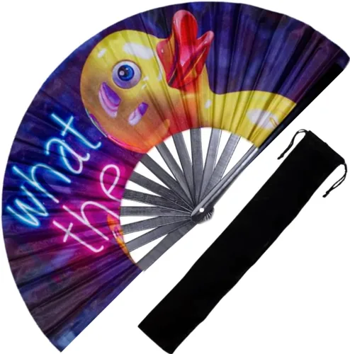 Vista 6 de Ventilador de mano decorativo para rave, grandes abanicos plegables para festivales, Drag Queen y Burlesque, bonitos accesorios holográficos