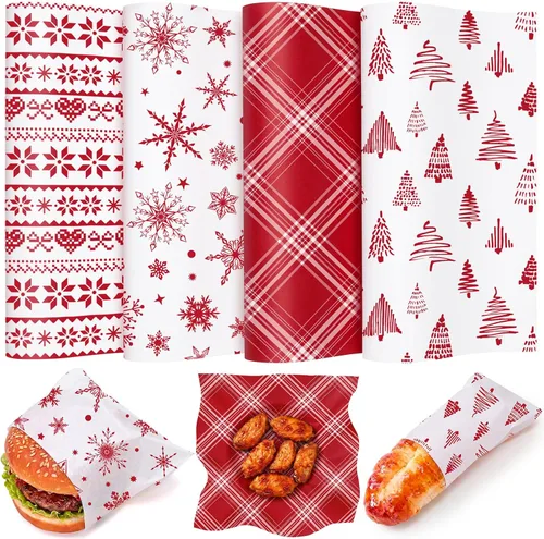 Vista 10 de Maitys 100 hojas de papel encerado de Navidad para alimentos, envoltura