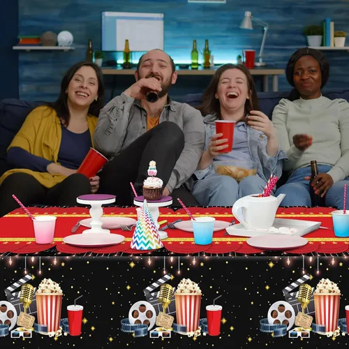 Vista 5 de Buryeah Paquete de 3 manteles de noche de película, cubiertas de plástico