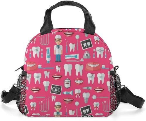 Vista 10 de Bolsas de almuerzo térmicas aisladas para hombres y mujeres con correa para el hombro, paquete de comida, lonchera de picnic, oficina, viajes, moda