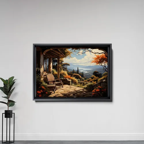 Vista 5 de Canvas Prints Wall Art oil painting rural landscape a house in the village Wall Artwork Paintings for Living Room Bedroom Office Kitchen Bathroom