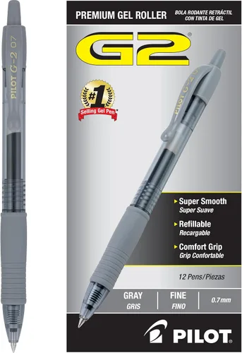 Vista 15 de Pilot G2 - Bolígrafos de gel de alta calidad de 0.7, punta fina para escritura suave, color negro, paquete de 12