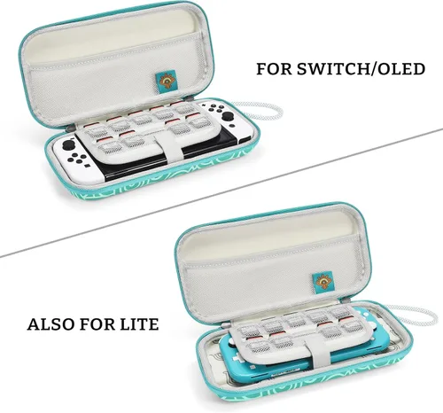 Vista 7 de FUNLAB Switch - Funda compatible con Nintendo SwitchOLEDLite para fanáticos de Zelda, funda de transporte portátil para Switch con 10 ranuras