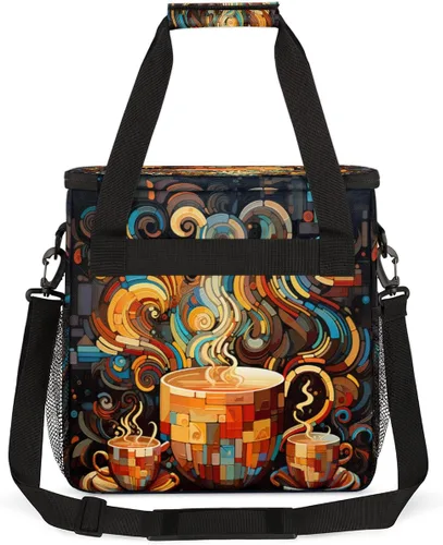 Vista 6 de Bolsa para cafetera compatible con K-Mini o K-Mini Plus Coffee Cup Pattern1 Coffees Machine Travel Storage Tote Bag Compatible Portable Single