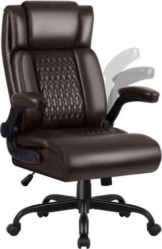Vista 11 de OFIKA Silla ejecutiva de oficina resistente, reposabrazos abatible, acolchado, silla de juegos de computadora, silla de escritorio de piel