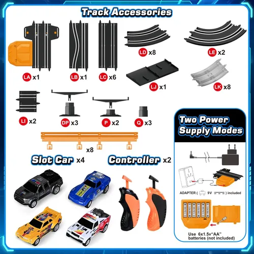 Vista 7 de Conjuntos de Pista de Carreras de Coches de Ranura con 4 Coches de Ranura, Regalos de Cumpleaños y Navidad Ideales para Niños, Edades 6 7 8-12