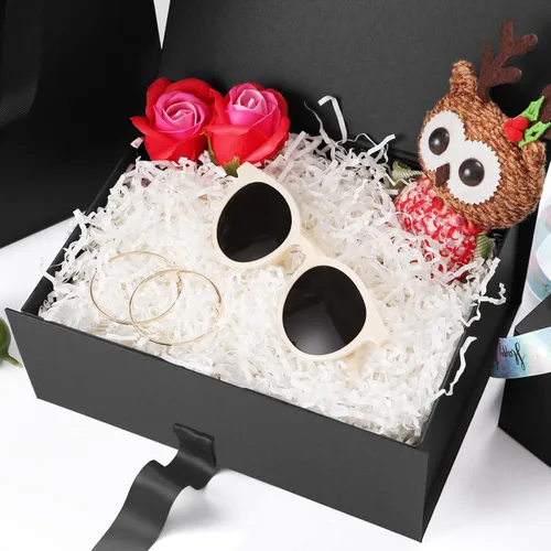 Vista 2 de JINMING 6 cajas de regalo con cinta de 9 x 6.5 x 3.8 pulgadas, cajas negras para regalos, cajas de propuesta de padrinos de boda para el día
