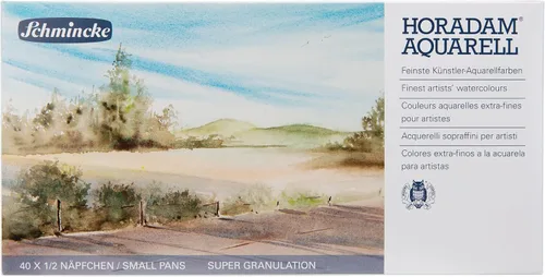 Vista 5 de Schmincke - HORADAM® AQUARELL, surtido completo de 40 medios recipientes de acuarelas de granulación súper fuerte, 74 440 097, caja de metal