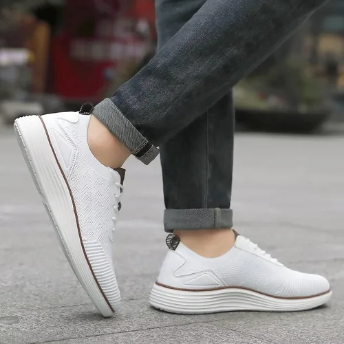 Vista 5 de BSROT Zapatos Oxfords de malla para hombre, zapatos casuales de negocios, oficina, caminar, zapatos deportivos ligeros