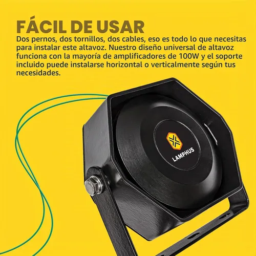 Vista 5 de LAMPHUS SoundAlert - Altavoz compacto delgado de 100 W [118-124 dB] [IP66 resistente al agua] [universalmente compatible] Altavoz de bocina de aire