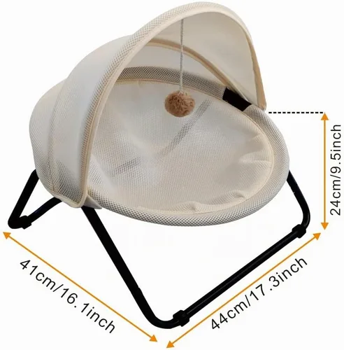 Vista 5 de Cama para gatos, hamaca para mascotas para gatos y perros, cómoda y transpirable, nido elevado para gatos y perros, fácil de montar, funda extraíble