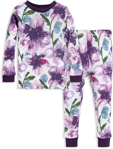 Vista 11 de Burt's Bees Baby Pijama de algodón orgánico para niñas, conjunto de pijama 100% algodón para niños pequeños y niños, tela suave y elástica Trébol