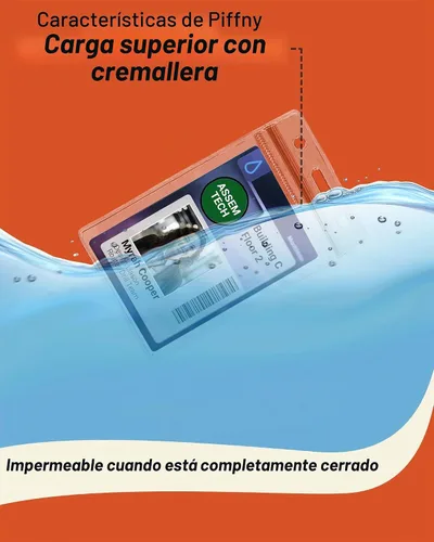 Vista 3 de Soporte de identificación transparente para cordón, soporte para tarjetas de identificación impermeable