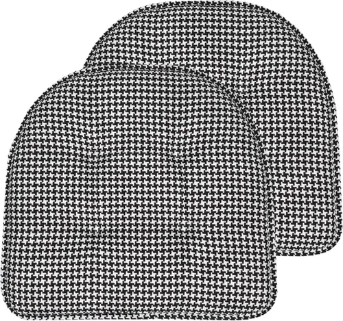 Vista 121 de Sweet Home Collection - Cojín de asiento de espuma viscoelástica y respaldo de caucho antideslizante con capitoné para silla, cojín en U, 17x16 Gris
