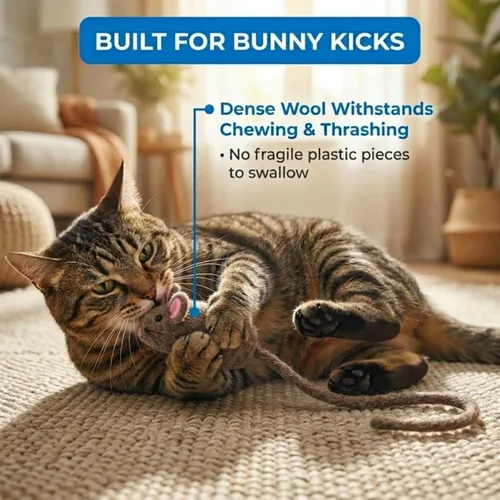 Vista 5 de Glaciart One Mini juguete de fieltro para gatos, tamaño de gatito y gato pequeño, juguete de lana natural, juguete interactivo suave y mullido
