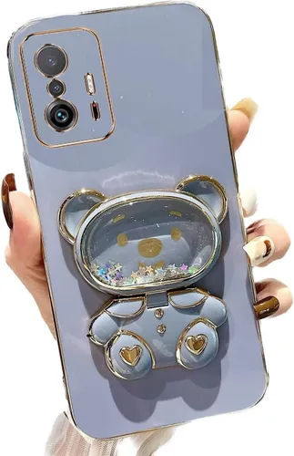 Vista 39 de Miagon Bear - Funda con soporte para espejo para Xiaomi Redmi A1, Quicksand Glitter Electroplated Soft TPU Protector Slim a prueba de golpes